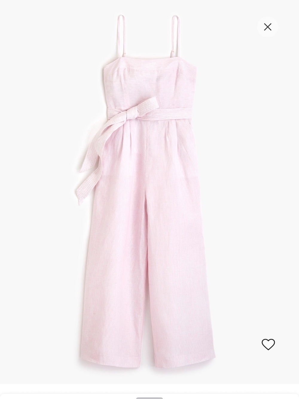 J. Crew Light Pink Linen-Blend Wide-Leg Jumpsuit with Waist Tie NWT Sz 10T